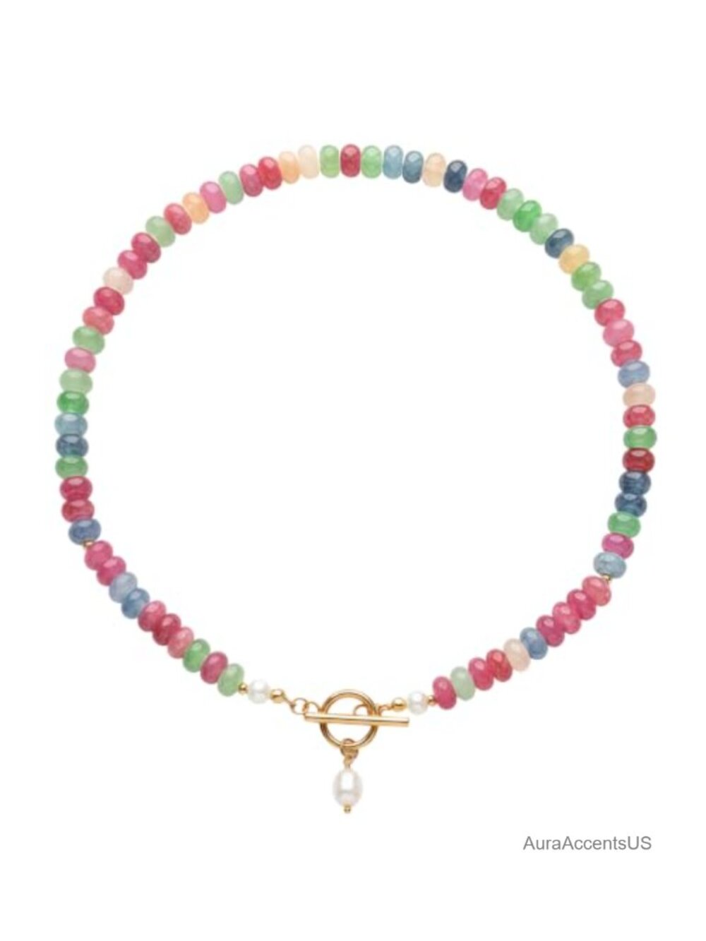 Turquoise Beaded Necklace Boho Pearl Choker Statement Stone Bead Summer Jewelry